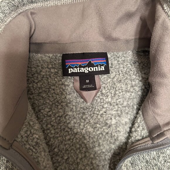 Patagonia Sweater 1/4 Zip Pullover Womens Medium Heather Gray Fleece Knit w Logo - Picture 11 of 12